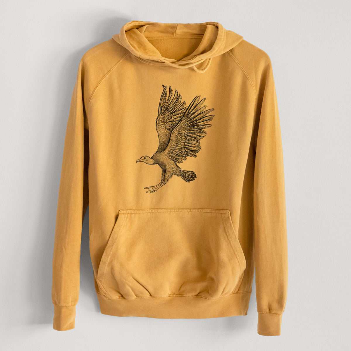 Black Vulture - Coragyps atratus  - Mid-Weight Unisex Vintage 100% Cotton Hoodie