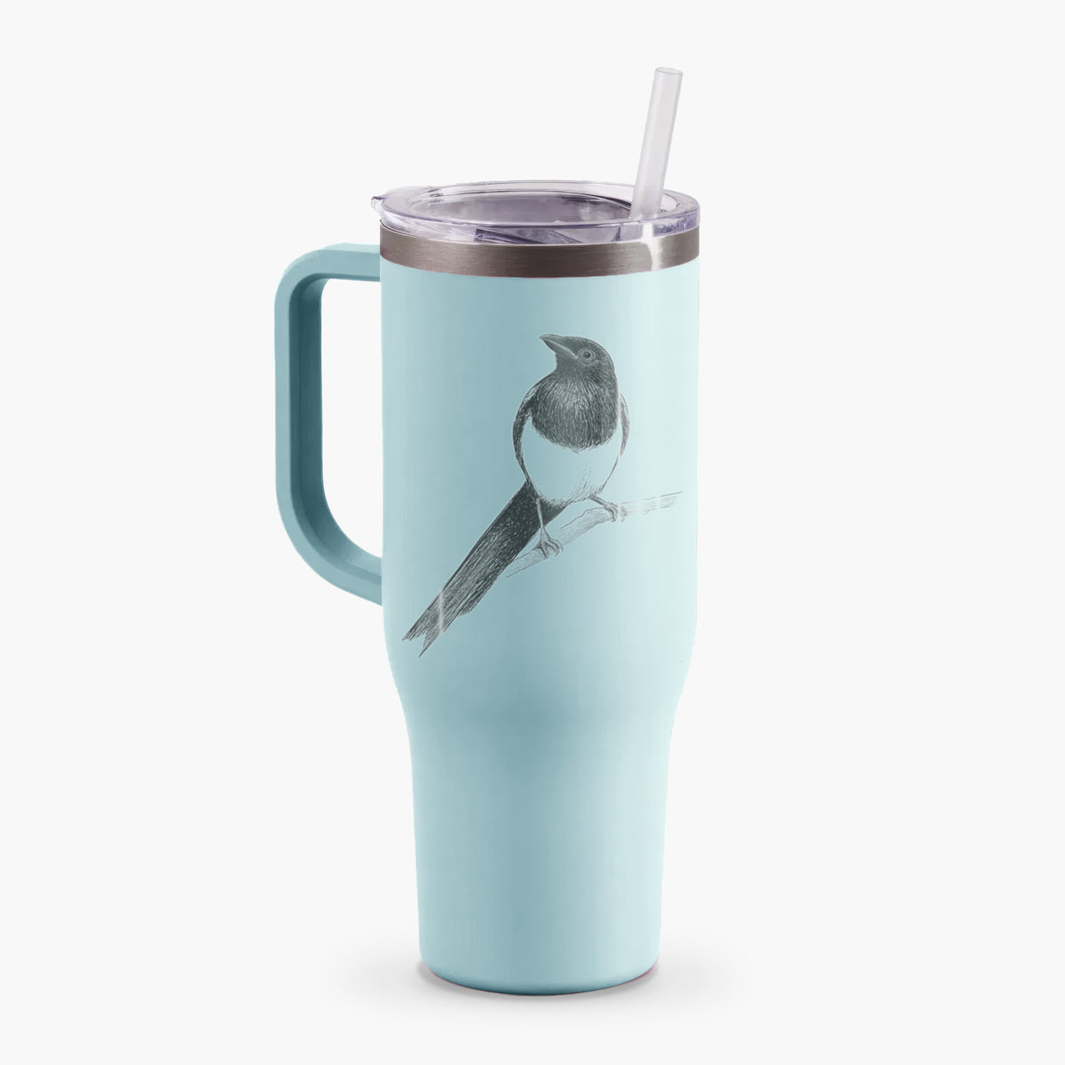 Black-billed Magpie - Pica hudsonia - 40oz Tumbler with Handle