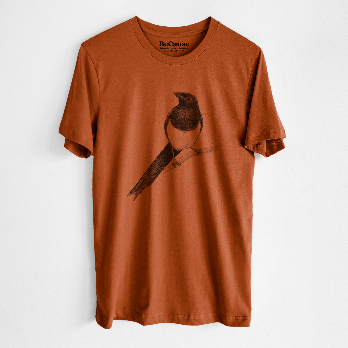 Black-billed Magpie - Pica hudsonia - Lightweight 100% Cotton Unisex Crewneck