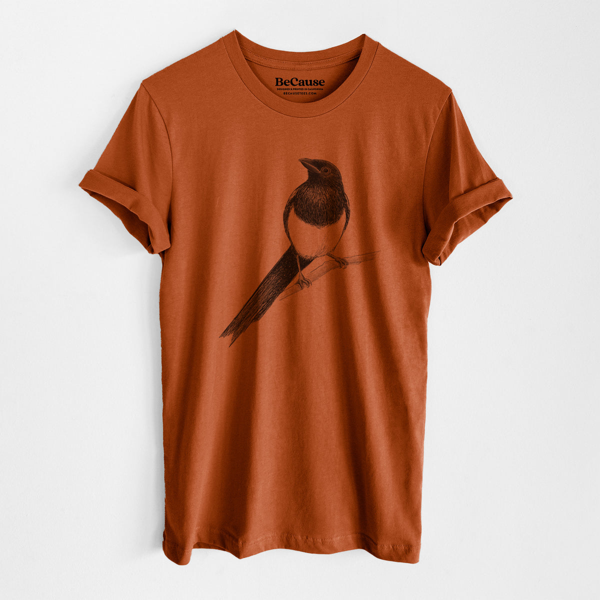 Black-billed Magpie - Pica hudsonia - Lightweight 100% Cotton Unisex Crewneck