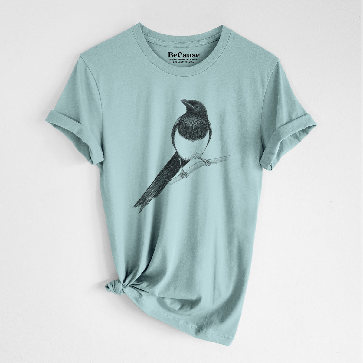 Black-billed Magpie - Pica hudsonia - Lightweight 100% Cotton Unisex Crewneck