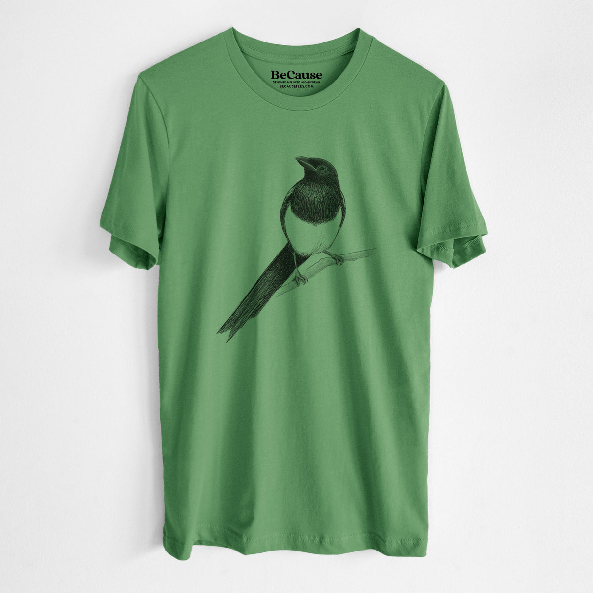 Black-billed Magpie - Pica hudsonia - Lightweight 100% Cotton Unisex Crewneck