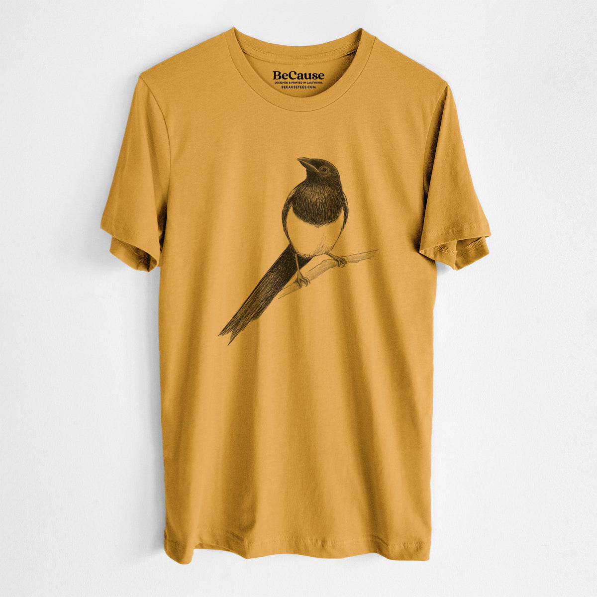 Black-billed Magpie - Pica hudsonia - Lightweight 100% Cotton Unisex Crewneck