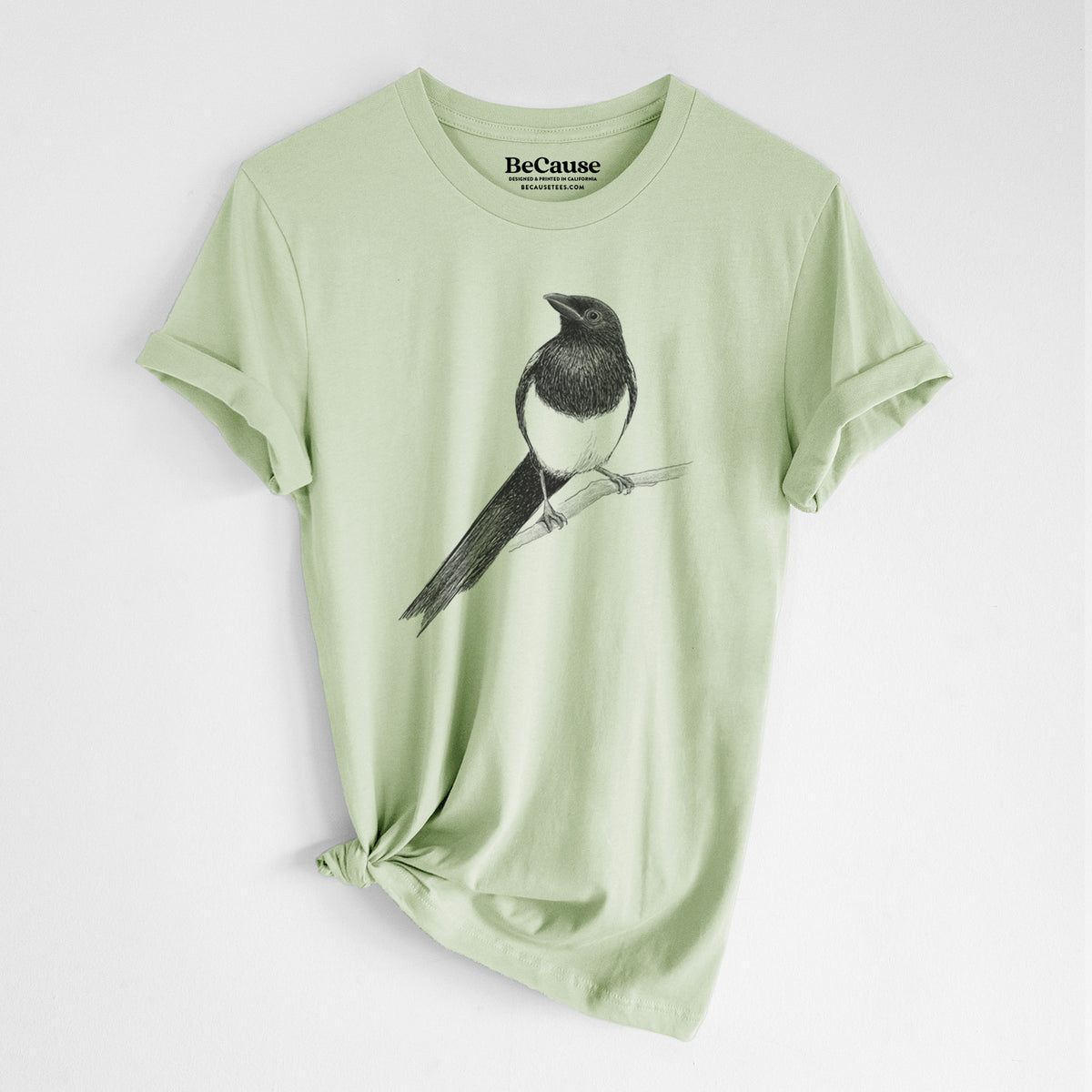 Black-billed Magpie - Pica hudsonia - Lightweight 100% Cotton Unisex Crewneck