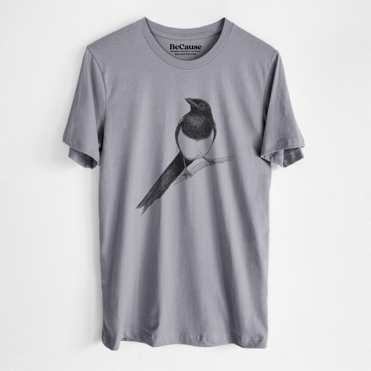 Black-billed Magpie - Pica hudsonia - Lightweight 100% Cotton Unisex Crewneck