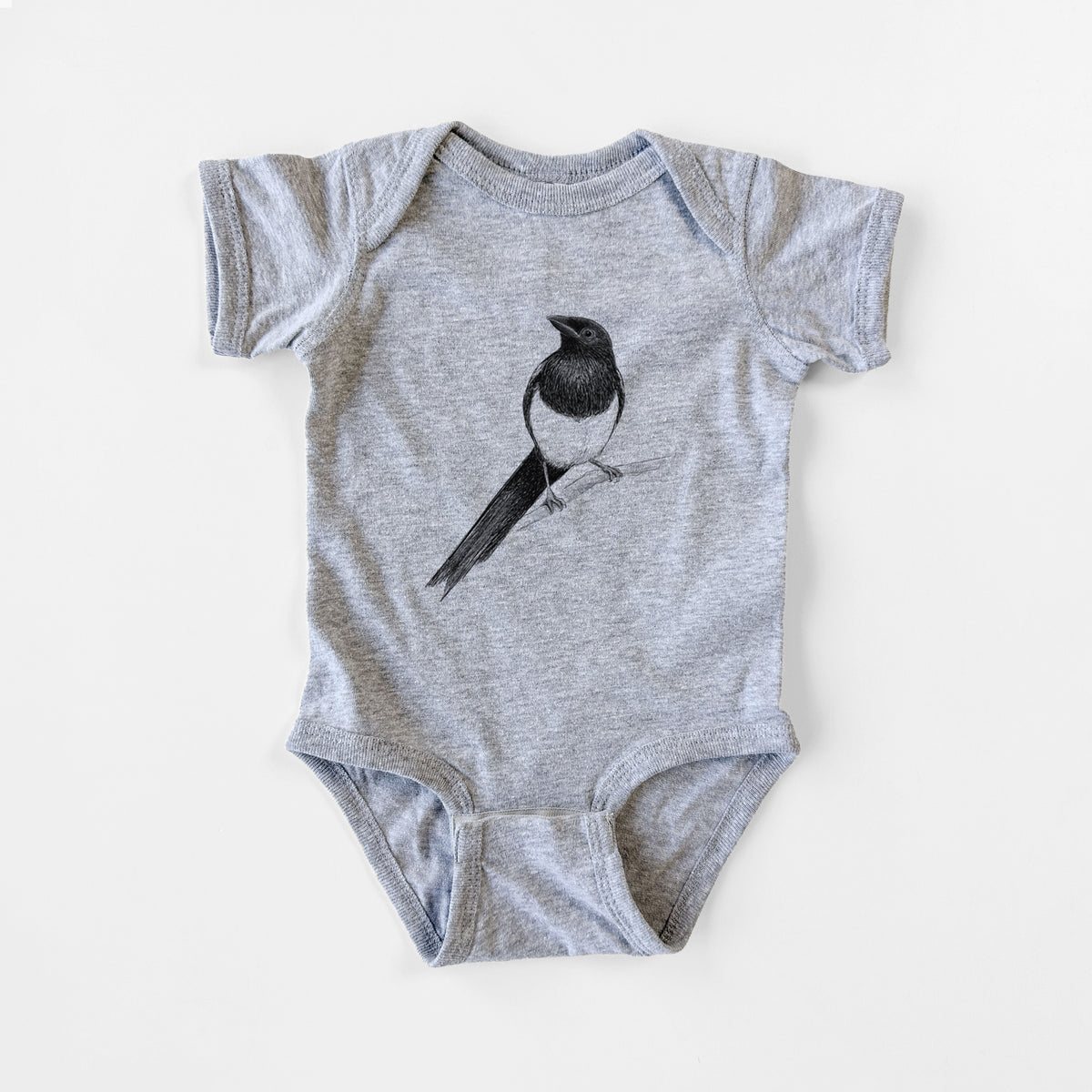 Black-billed Magpie - Pica hudsonia - Baby Fine Jersey Bodysuit