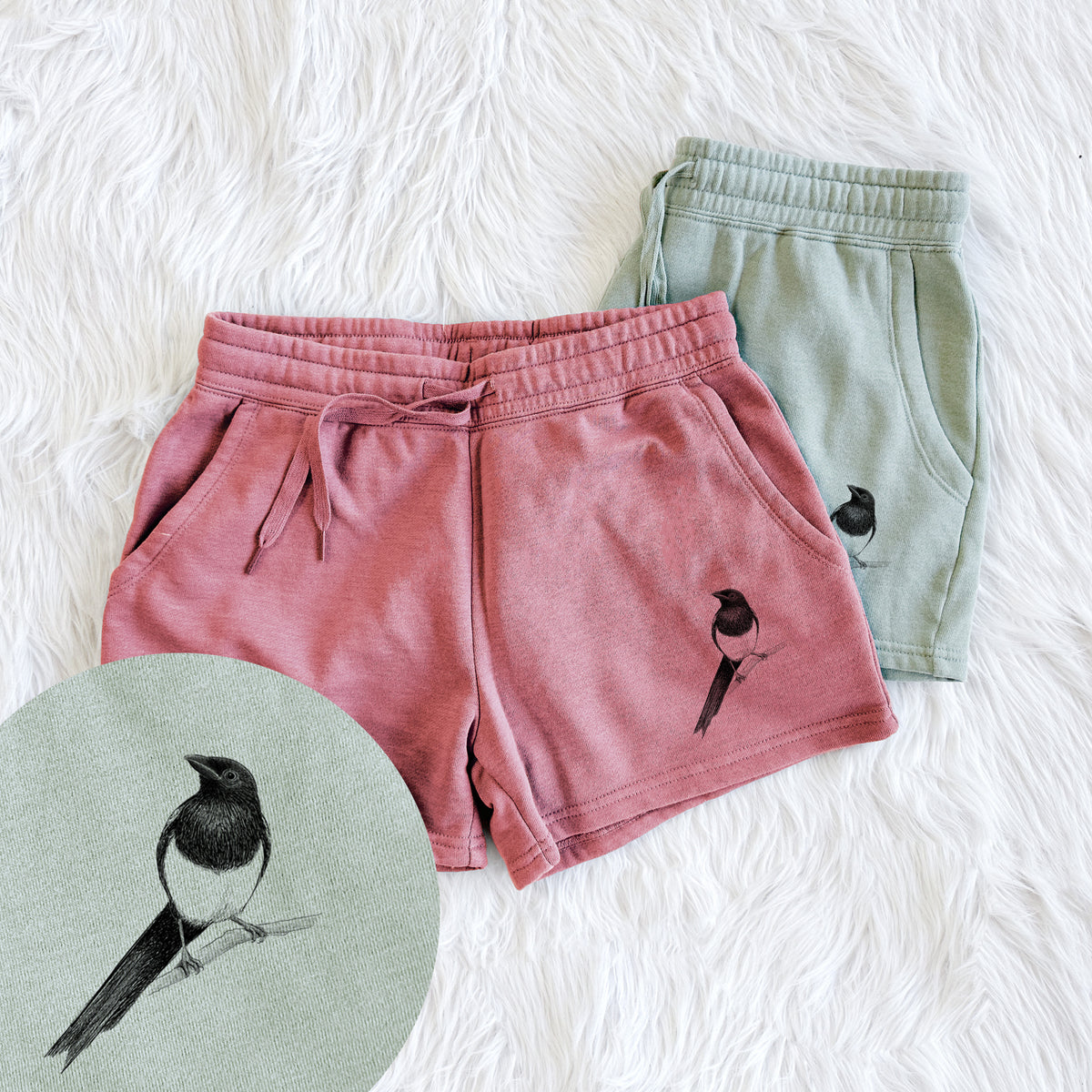 Black-billed Magpie - Pica hudsonia - Women&#39;s Cali Wave Shorts