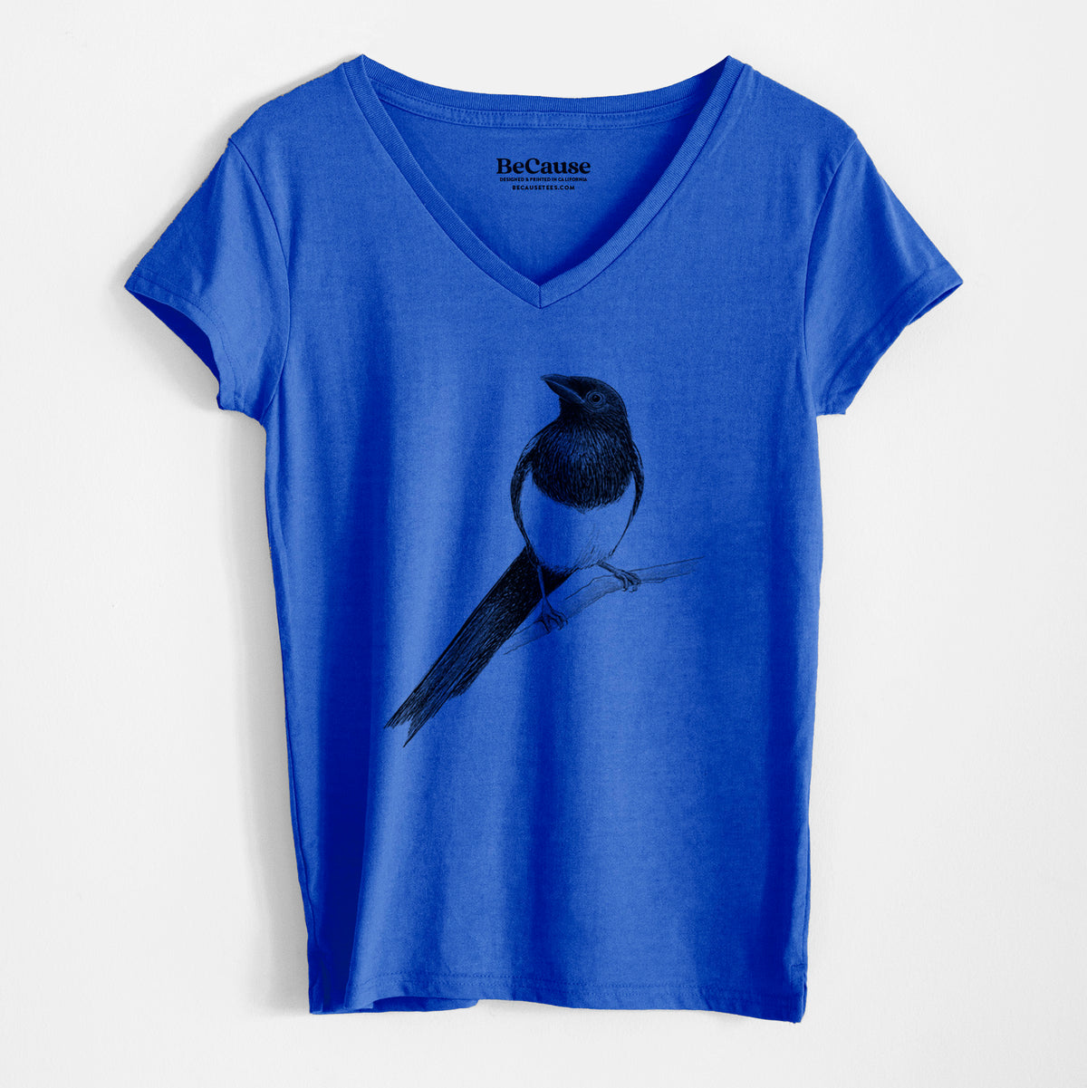 Black-billed Magpie - Pica hudsonia - Women&#39;s 100% Recycled V-neck