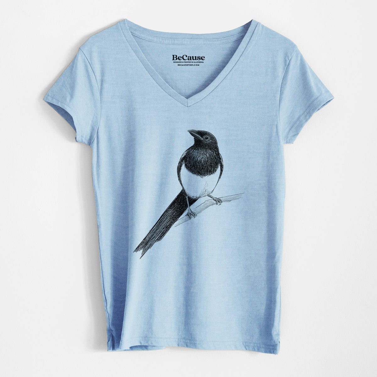 Black-billed Magpie - Pica hudsonia - Women&#39;s 100% Recycled V-neck