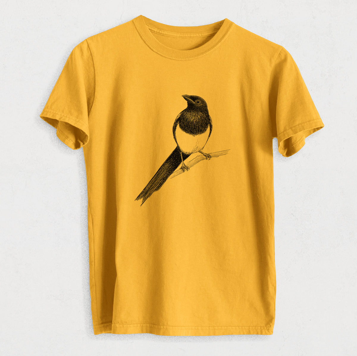Black-billed Magpie - Pica hudsonia - Heavyweight Men&#39;s 100% Organic Cotton Tee