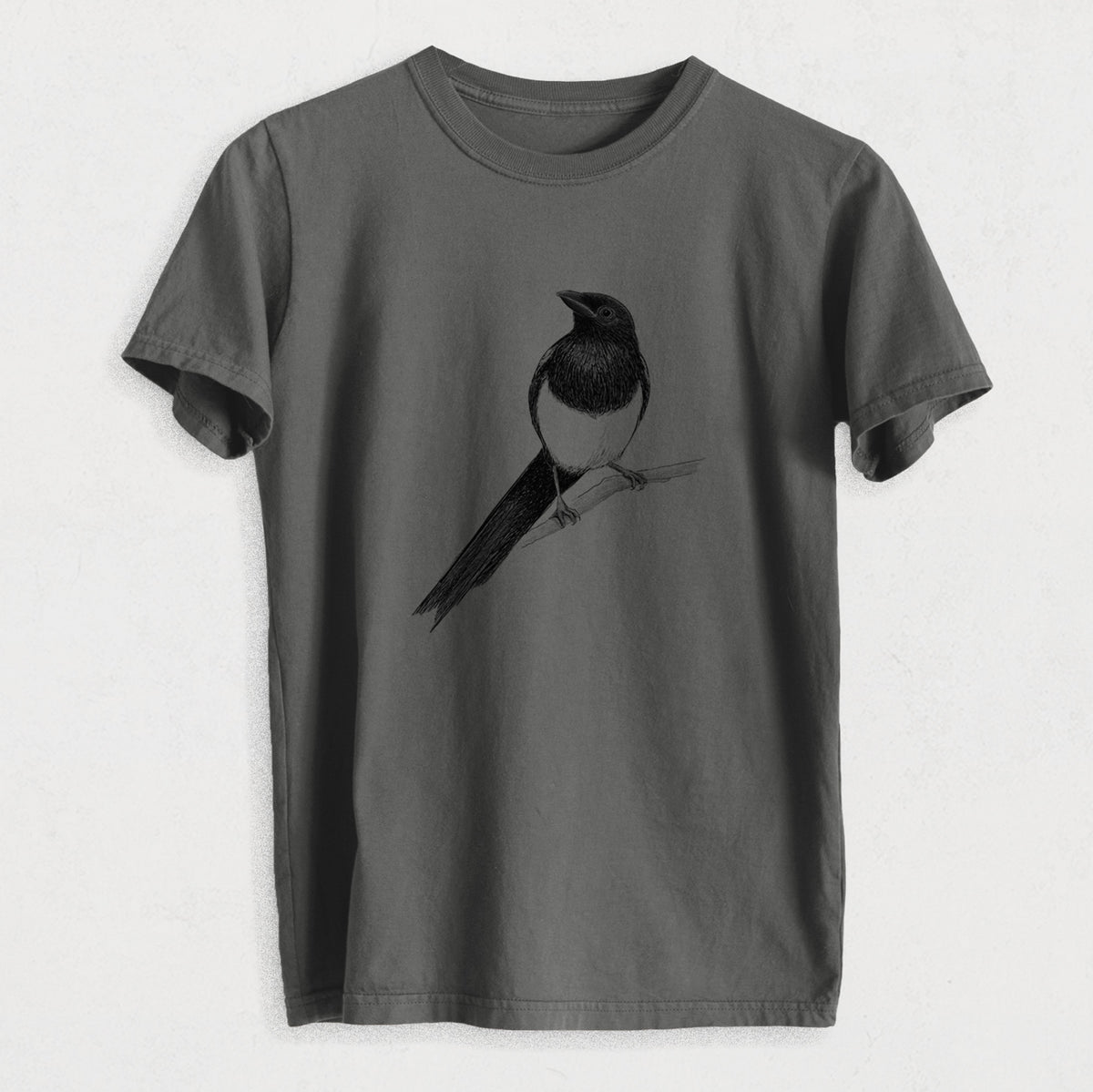 Black-billed Magpie - Pica hudsonia - Heavyweight Men&#39;s 100% Organic Cotton Tee
