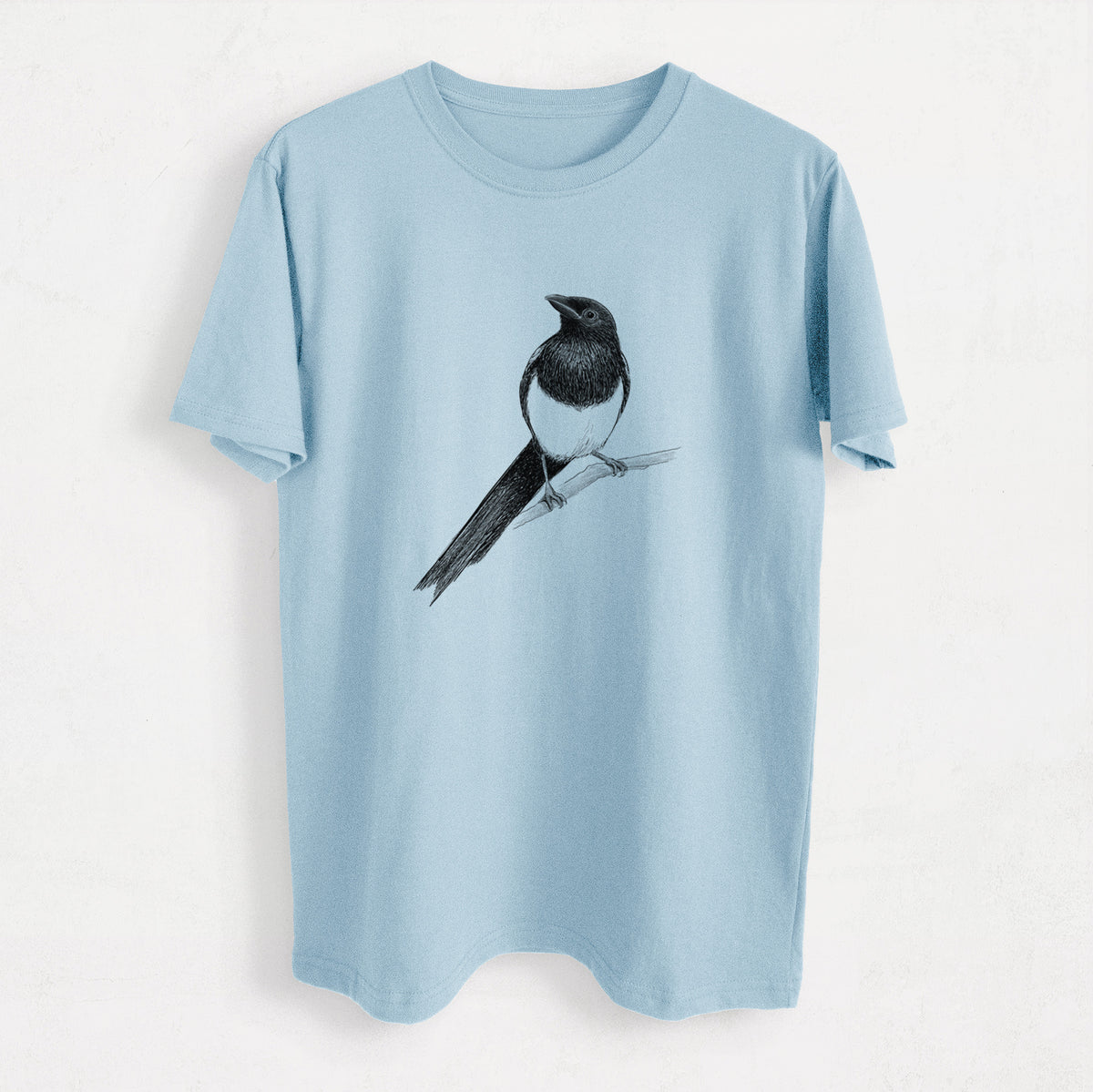 Black-billed Magpie - Pica hudsonia - Heavyweight Men&#39;s 100% Organic Cotton Tee