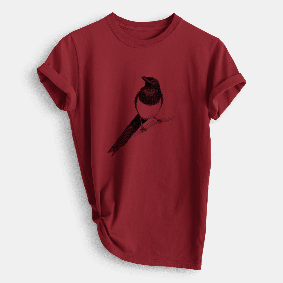 Black-billed Magpie - Pica hudsonia - Heavyweight Men&#39;s 100% Organic Cotton Tee
