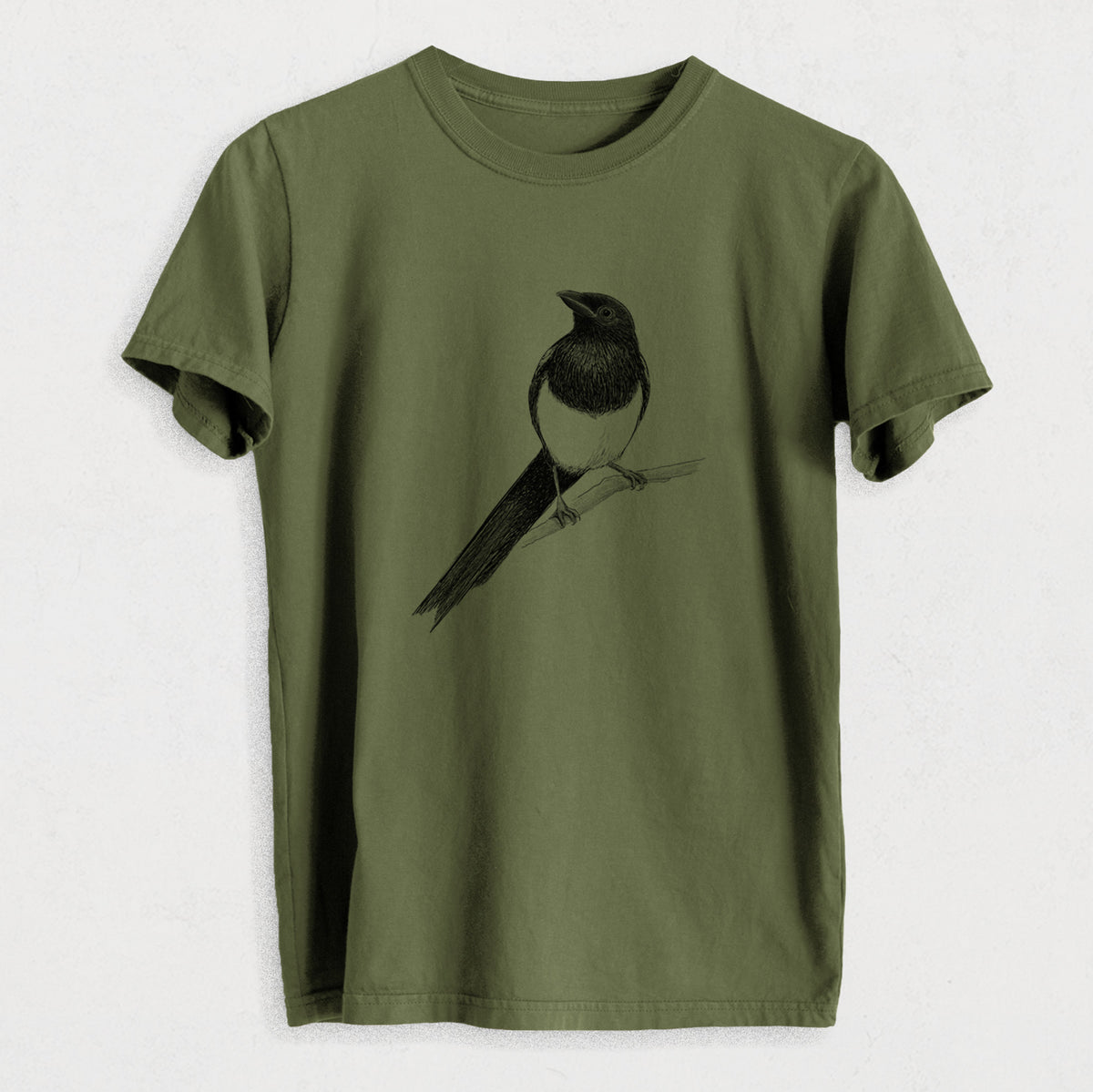 Black-billed Magpie - Pica hudsonia - Heavyweight Men&#39;s 100% Organic Cotton Tee