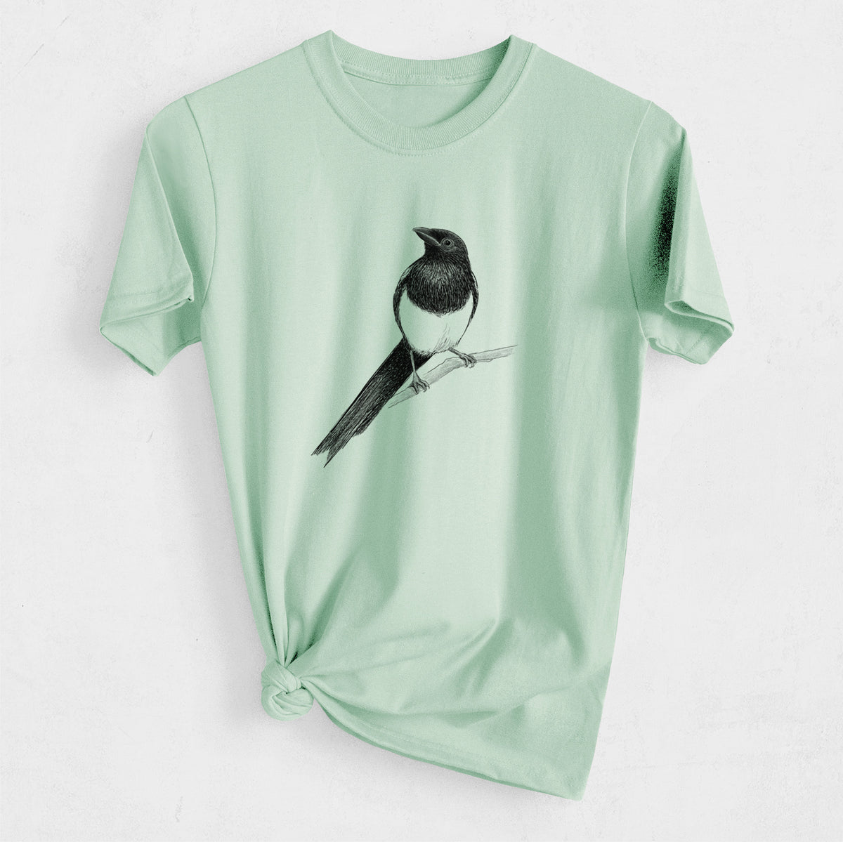 Black-billed Magpie - Pica hudsonia - Heavyweight Men&#39;s 100% Organic Cotton Tee