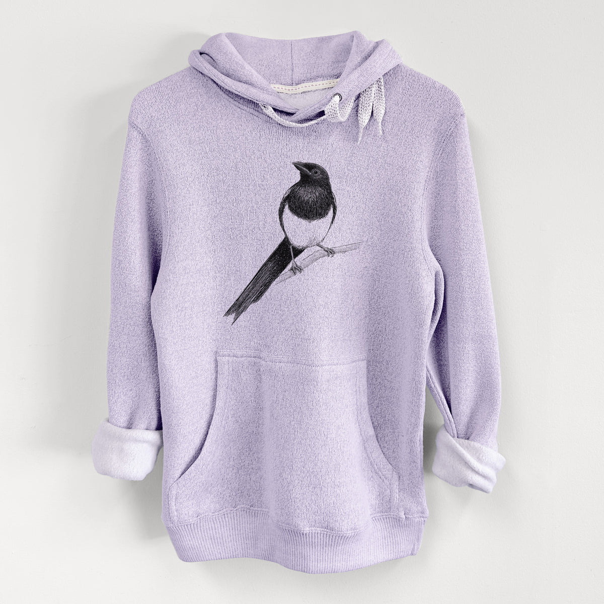 Black-billed Magpie - Pica hudsonia - Knit Hoodie