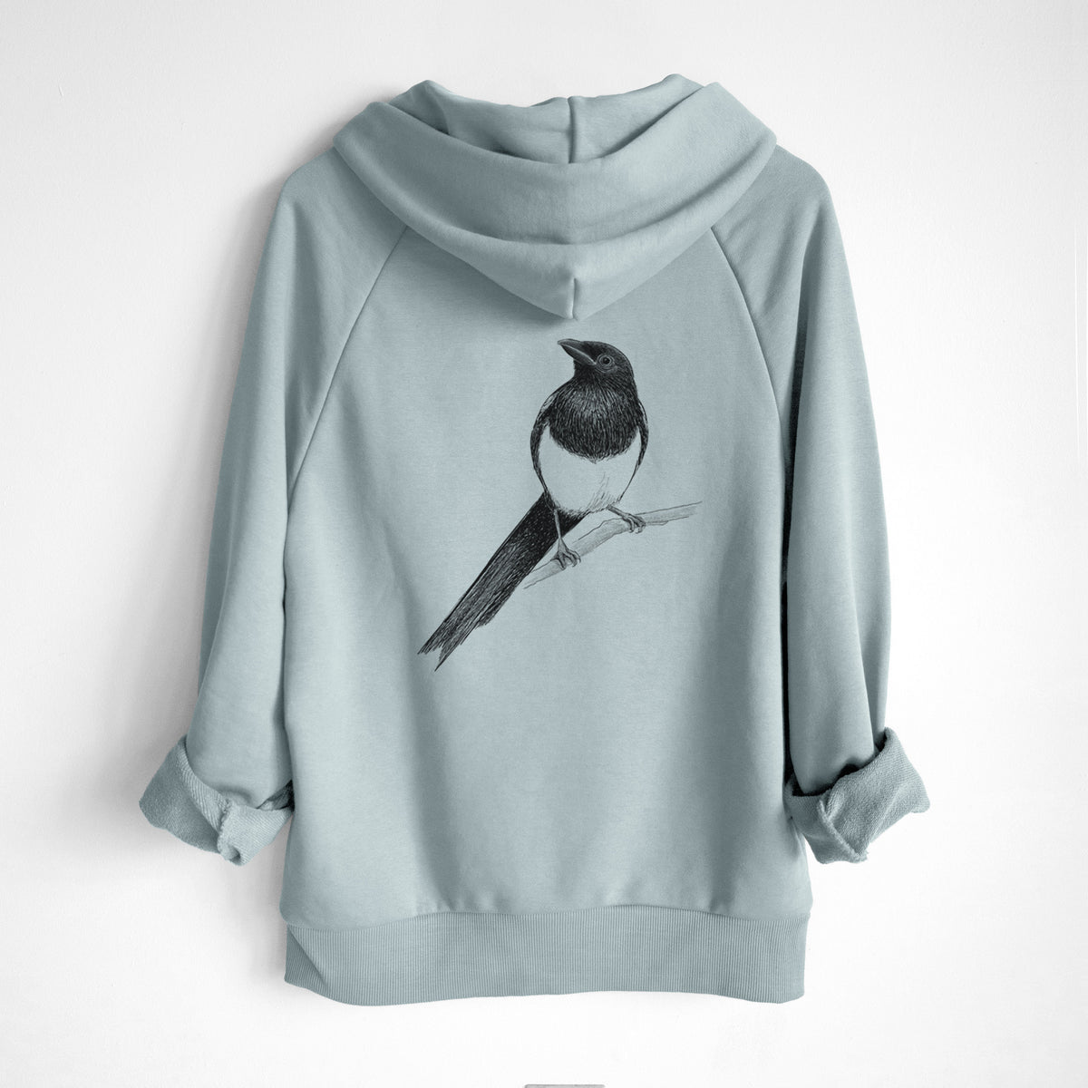 Black-billed Magpie - Pica hudsonia - UltraLuxe Heavyweight French Terry Hoodie