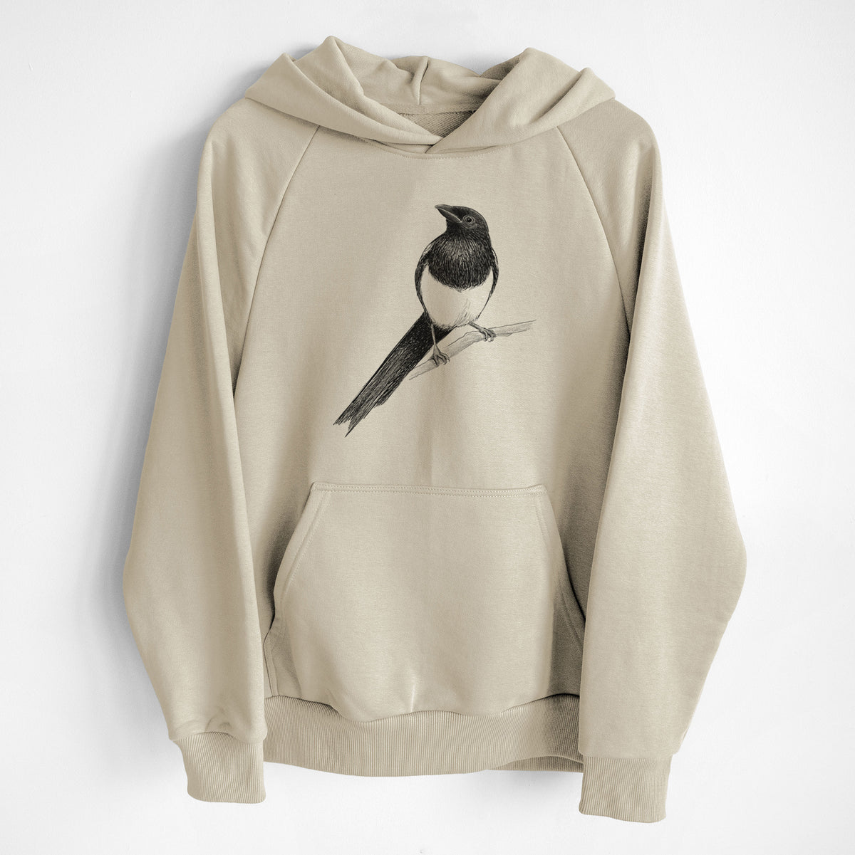 Black-billed Magpie - Pica hudsonia - UltraLuxe Heavyweight French Terry Hoodie