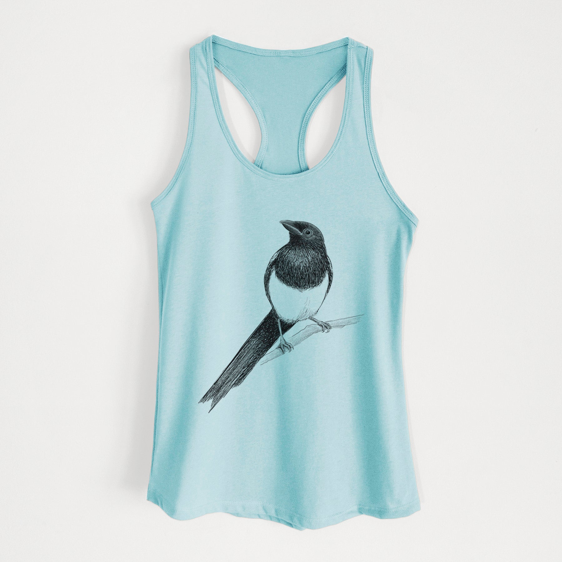 Black-billed Magpie - Pica hudsonia - Women's Racerback Tanktop