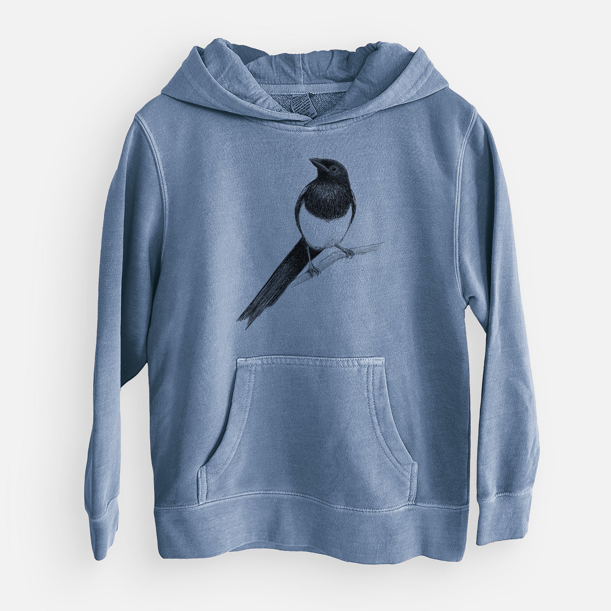 Black-billed Magpie - Pica hudsonia - Youth Pigment Dyed Hoodie