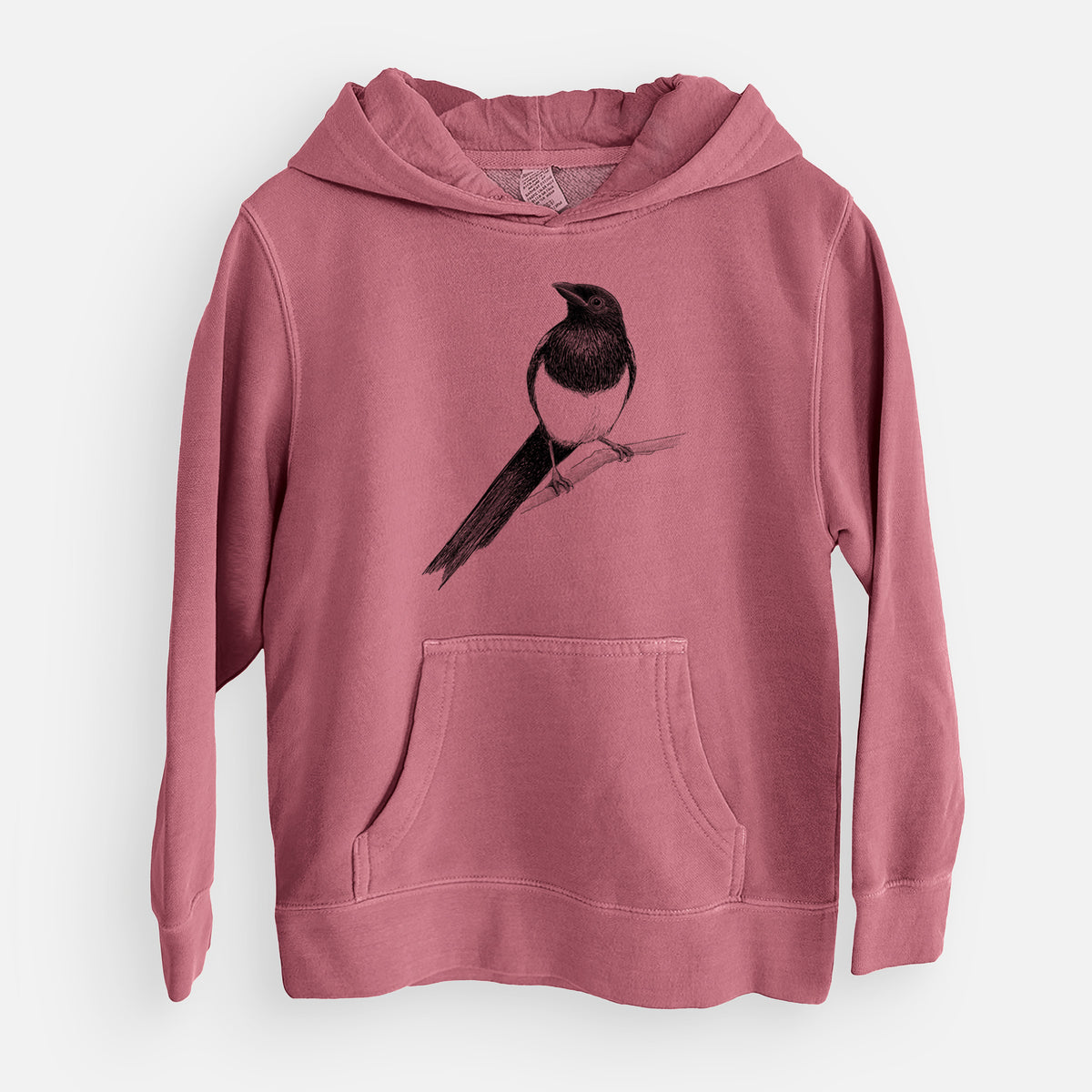 Black-billed Magpie - Pica hudsonia - Youth Pigment Dyed Hoodie