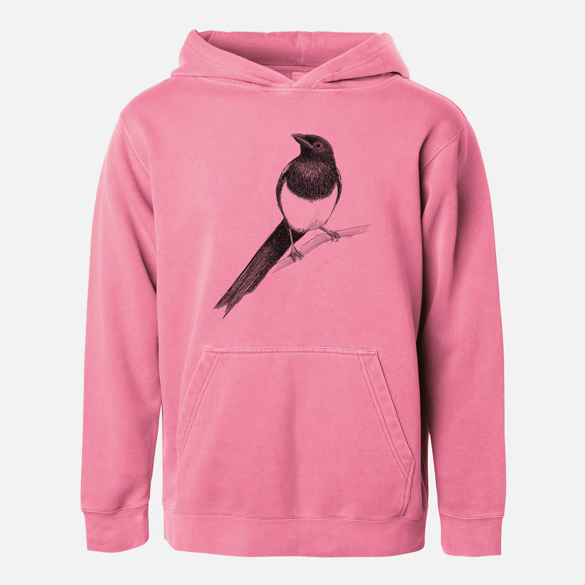 Black-billed Magpie - Pica hudsonia - Youth Pigment Dyed Hoodie