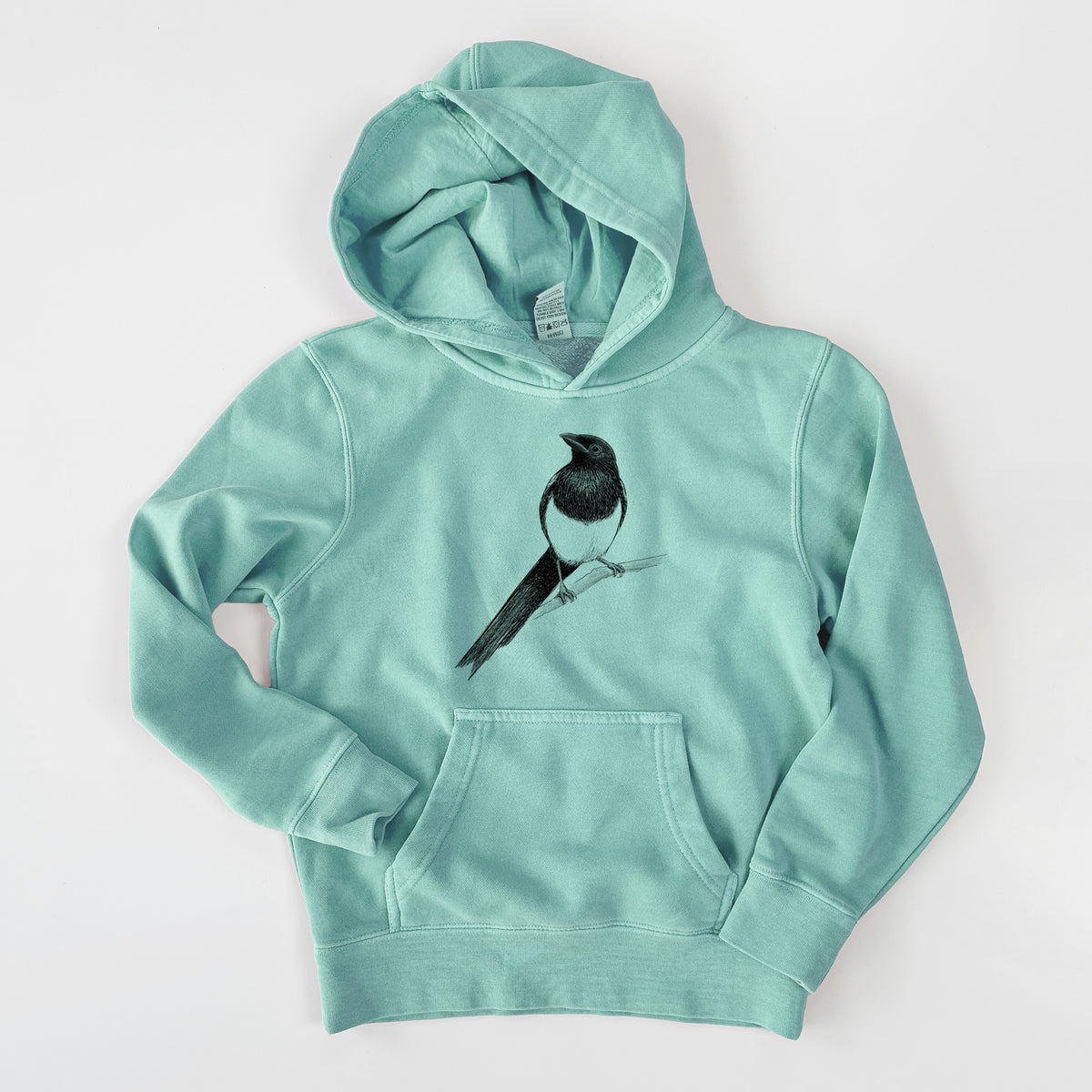 Black-billed Magpie - Pica hudsonia - Youth Pigment Dyed Hoodie