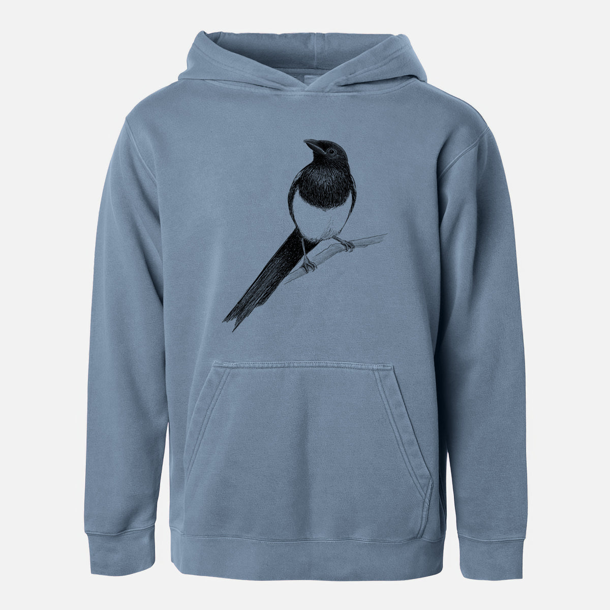Black-billed Magpie - Pica hudsonia - Youth Pigment Dyed Hoodie
