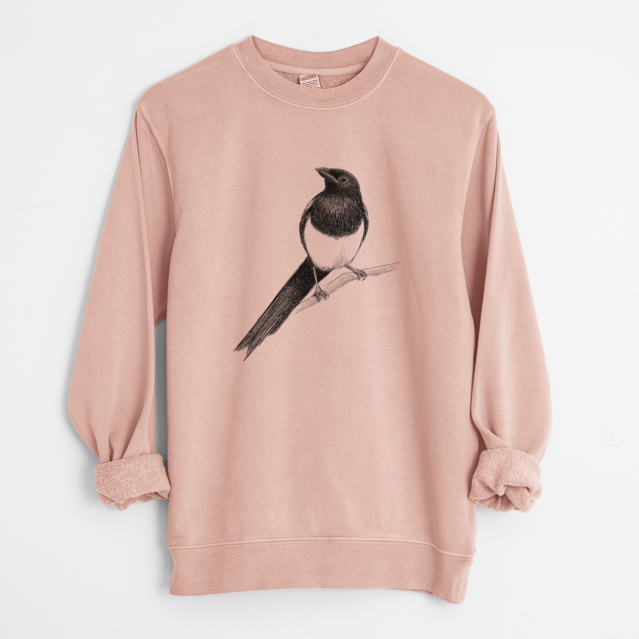 Black-billed Magpie - Pica hudsonia - Unisex Pigment Dyed Crew Sweatshirt