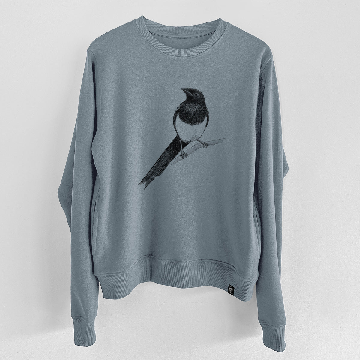 Black-billed Magpie - Pica hudsonia  - Unisex Reclaimed Crewneck Sweatshirt