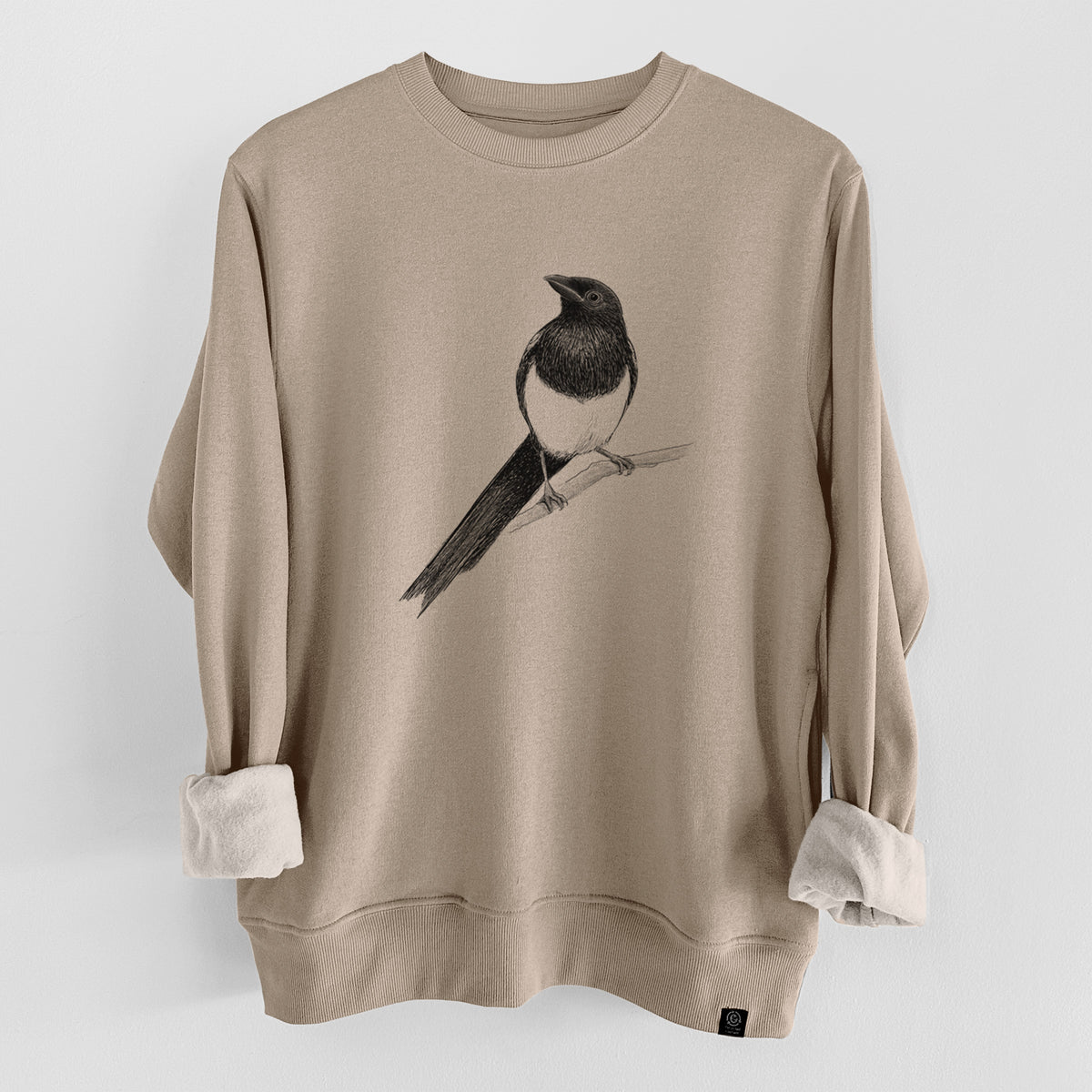 Black-billed Magpie - Pica hudsonia  - Unisex Reclaimed Crewneck Sweatshirt