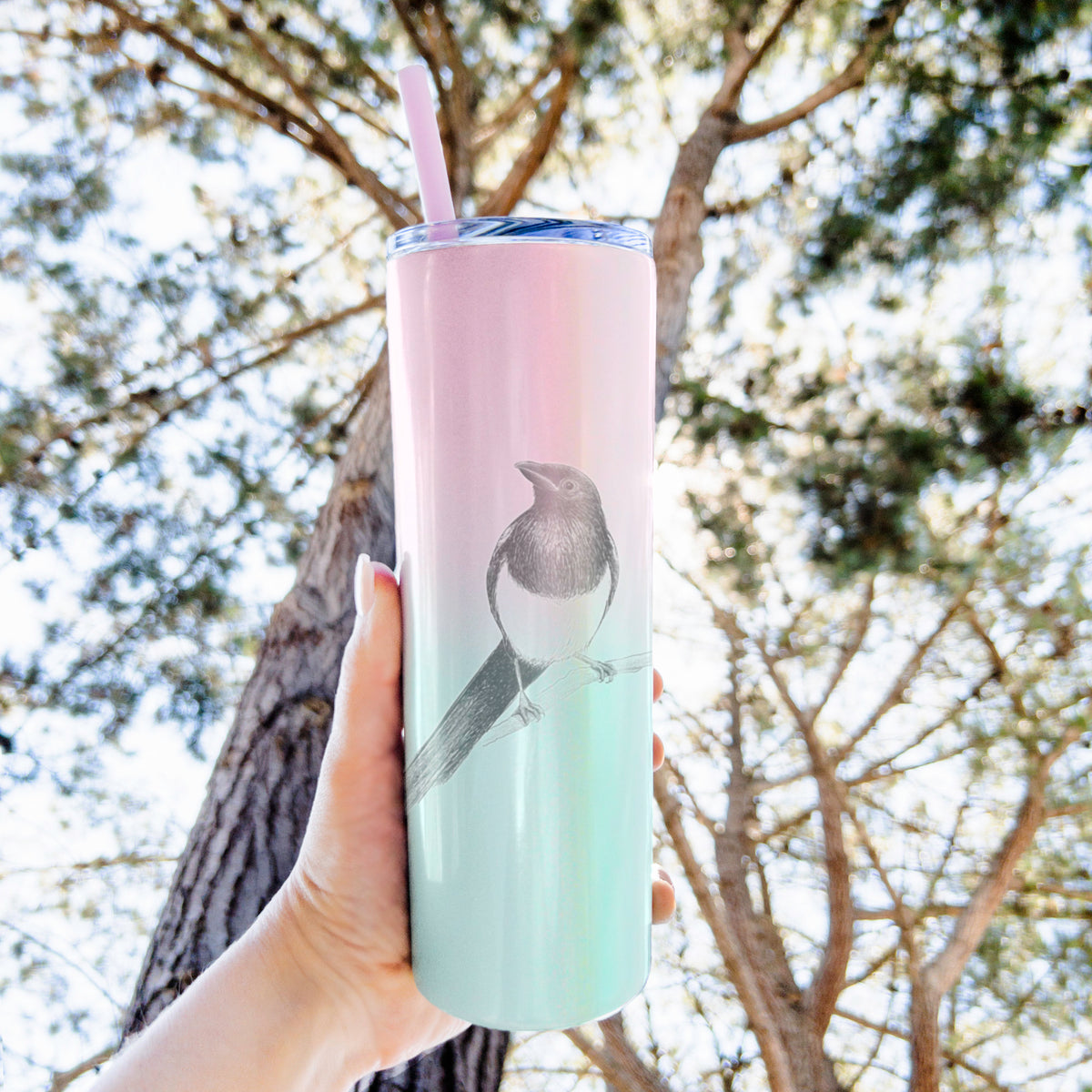 Black-billed Magpie - Pica hudsonia - 20oz Skinny Tumbler