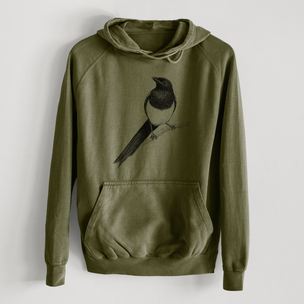 Black-billed Magpie - Pica hudsonia  - Mid-Weight Unisex Vintage 100% Cotton Hoodie