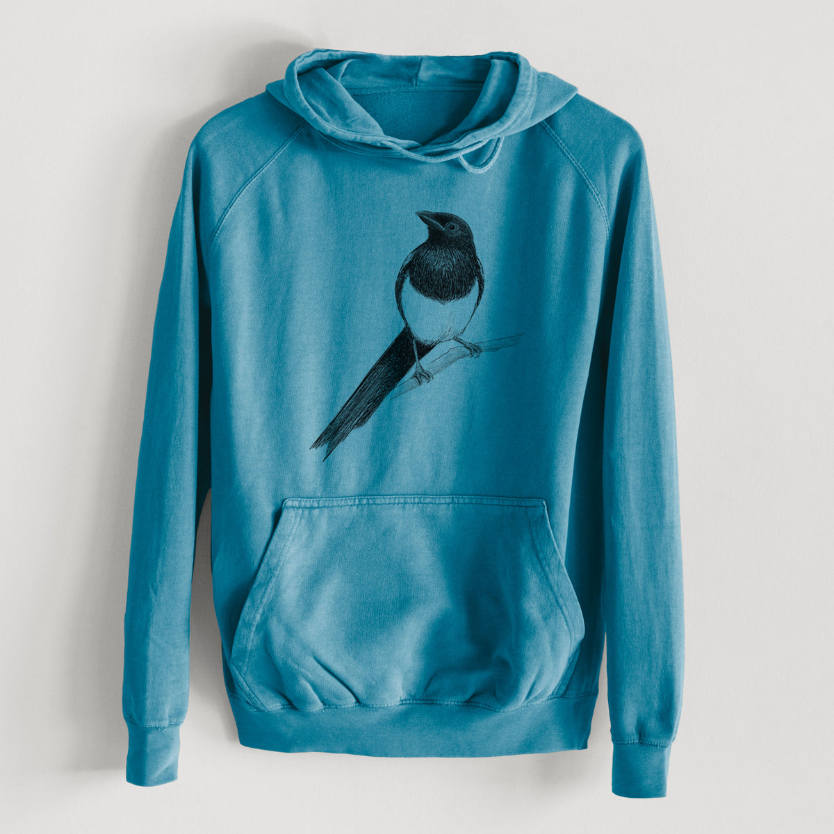 Black-billed Magpie - Pica hudsonia  - Mid-Weight Unisex Vintage 100% Cotton Hoodie