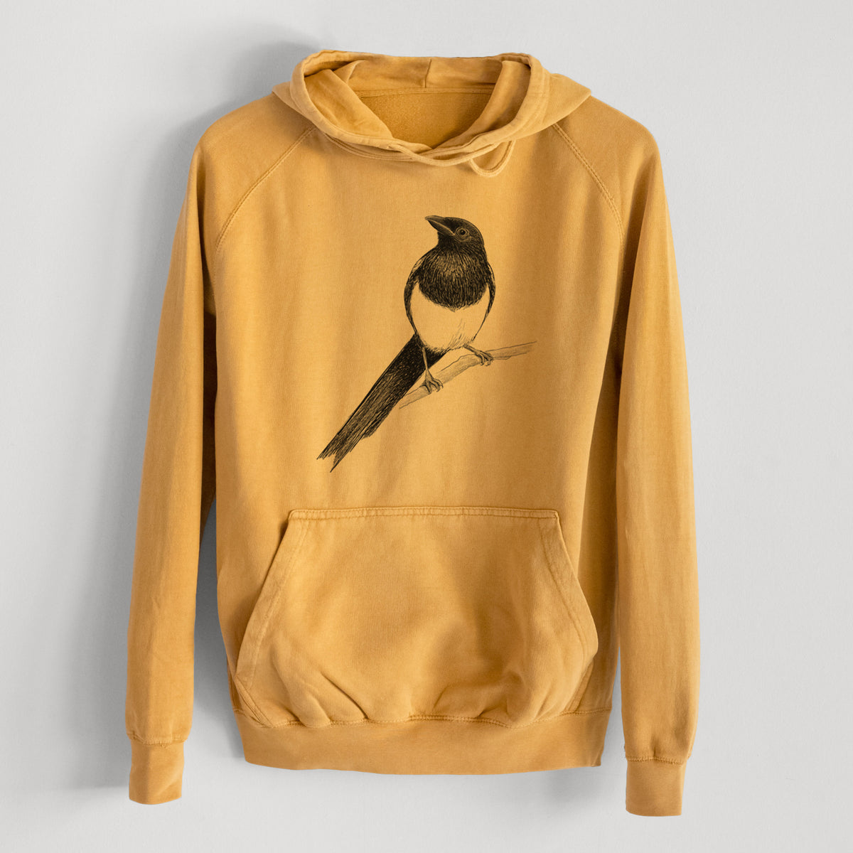 Black-billed Magpie - Pica hudsonia  - Mid-Weight Unisex Vintage 100% Cotton Hoodie