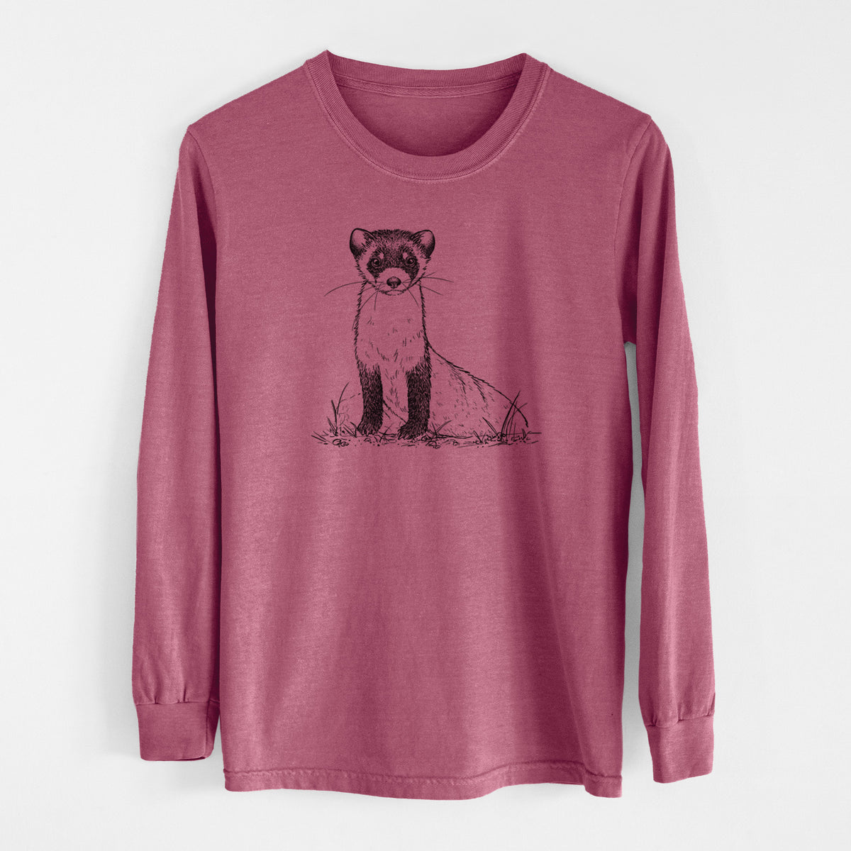 Black-footed Ferret - Mustela nigripes - Men&#39;s Heavyweight 100% Cotton Long Sleeve