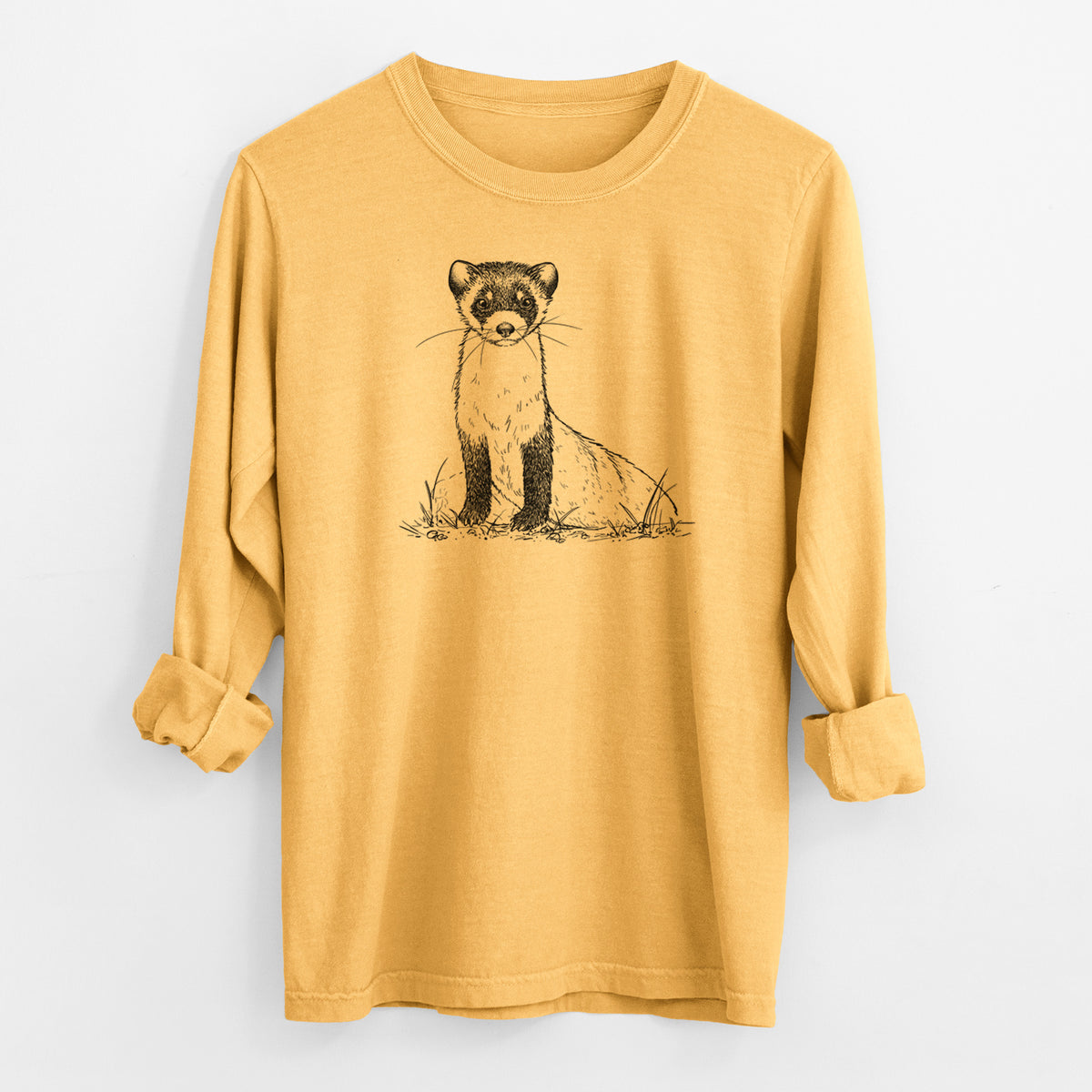 Black-footed Ferret - Mustela nigripes - Men&#39;s Heavyweight 100% Cotton Long Sleeve