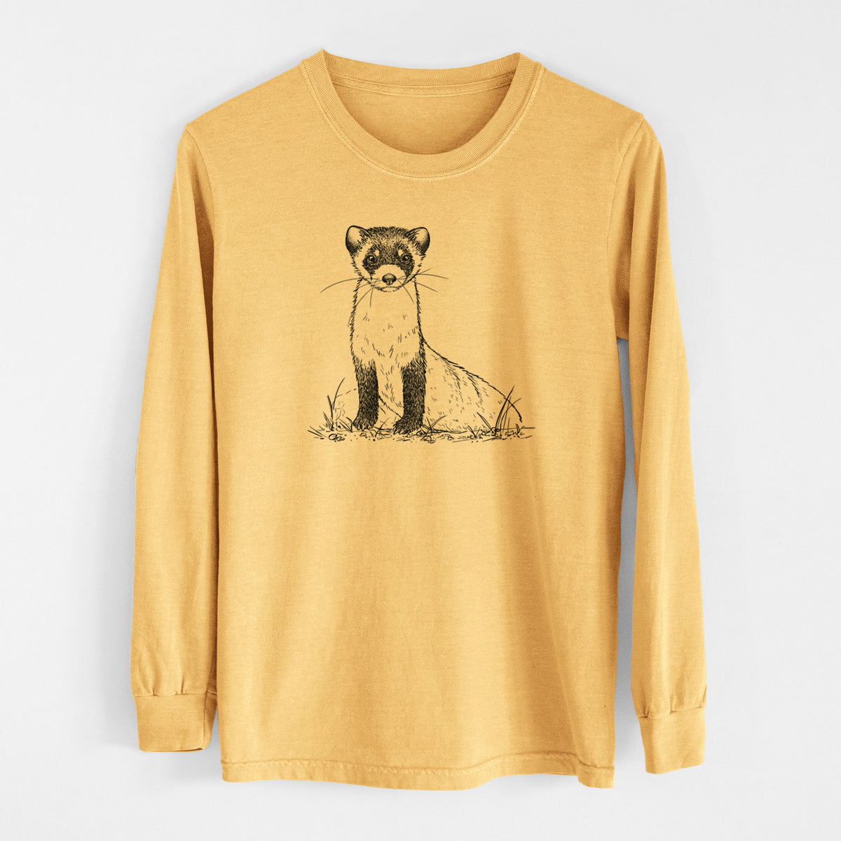 Black-footed Ferret - Mustela nigripes - Men&#39;s Heavyweight 100% Cotton Long Sleeve