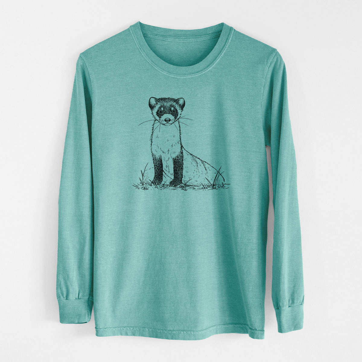 Black-footed Ferret - Mustela nigripes - Men&#39;s Heavyweight 100% Cotton Long Sleeve