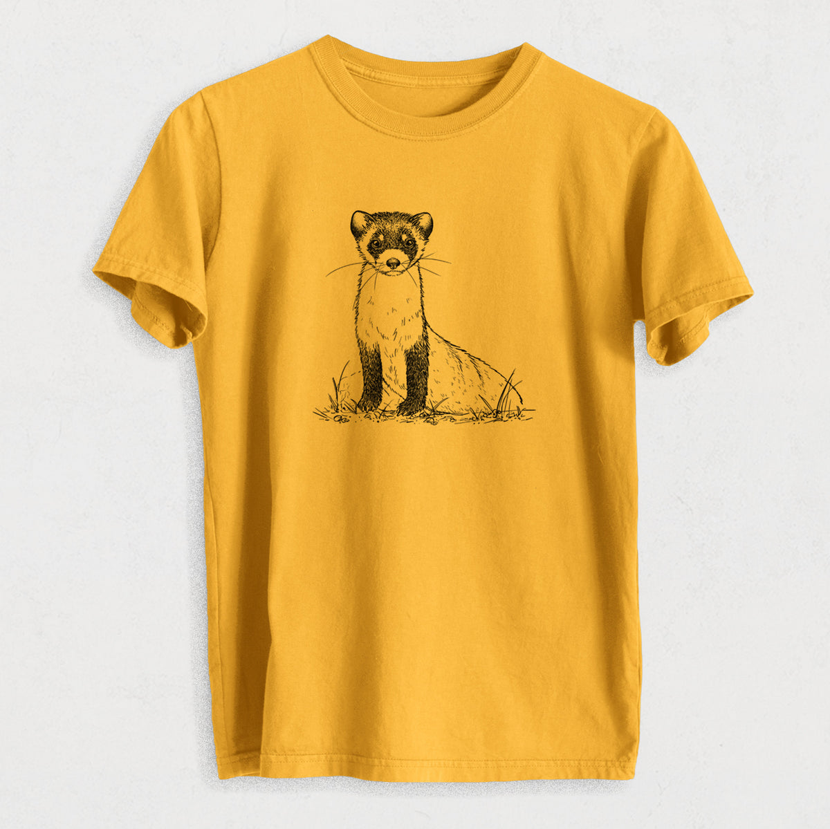Black-footed Ferret - Mustela nigripes - Heavyweight Men&#39;s 100% Organic Cotton Tee