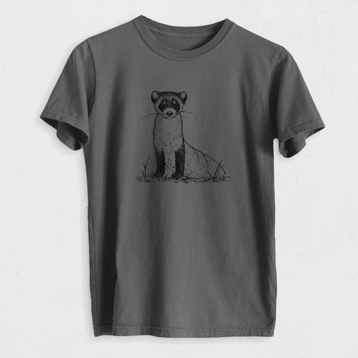 Black-footed Ferret - Mustela nigripes - Heavyweight Men&#39;s 100% Organic Cotton Tee