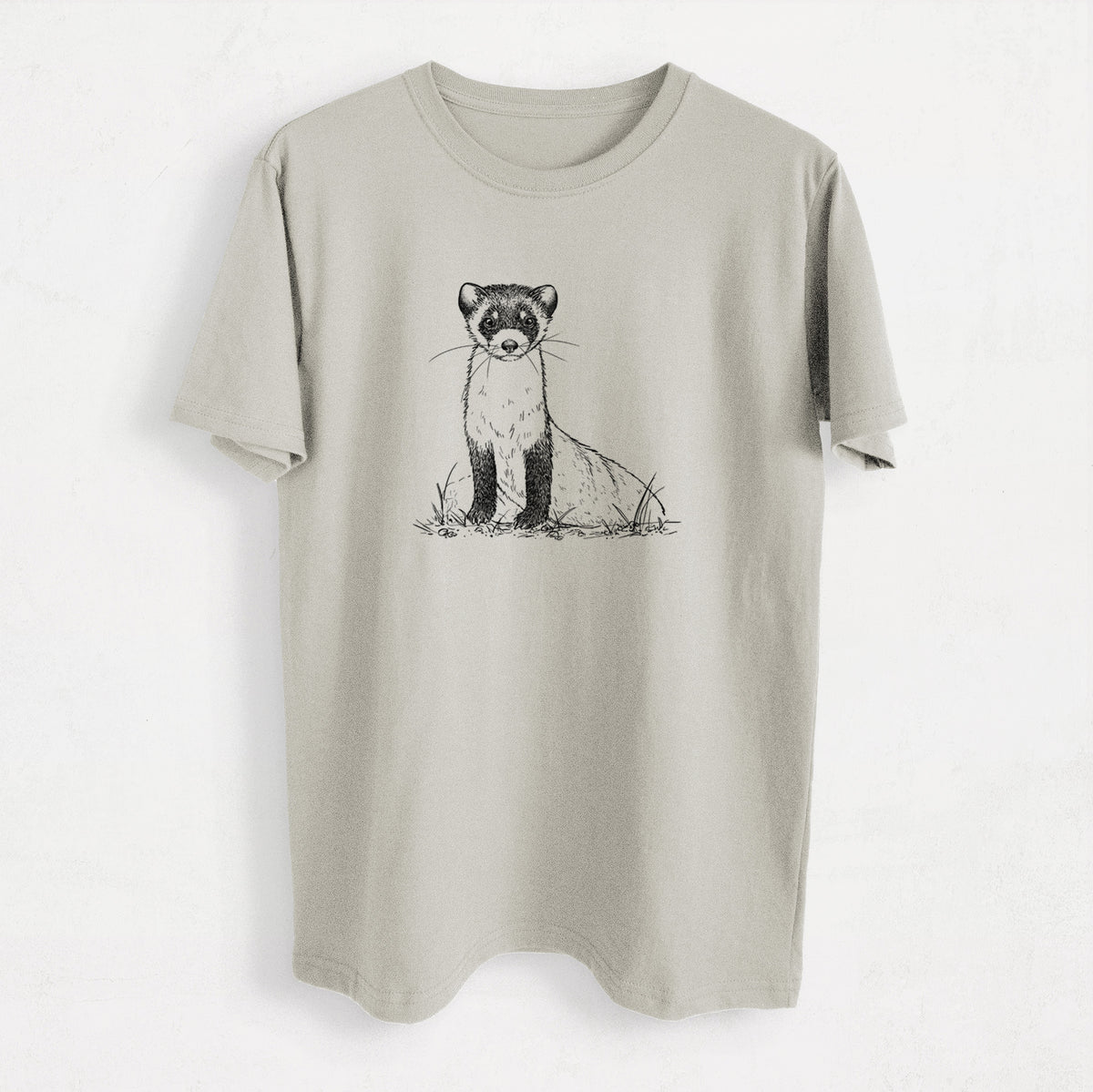 Black-footed Ferret - Mustela nigripes - Heavyweight Men&#39;s 100% Organic Cotton Tee