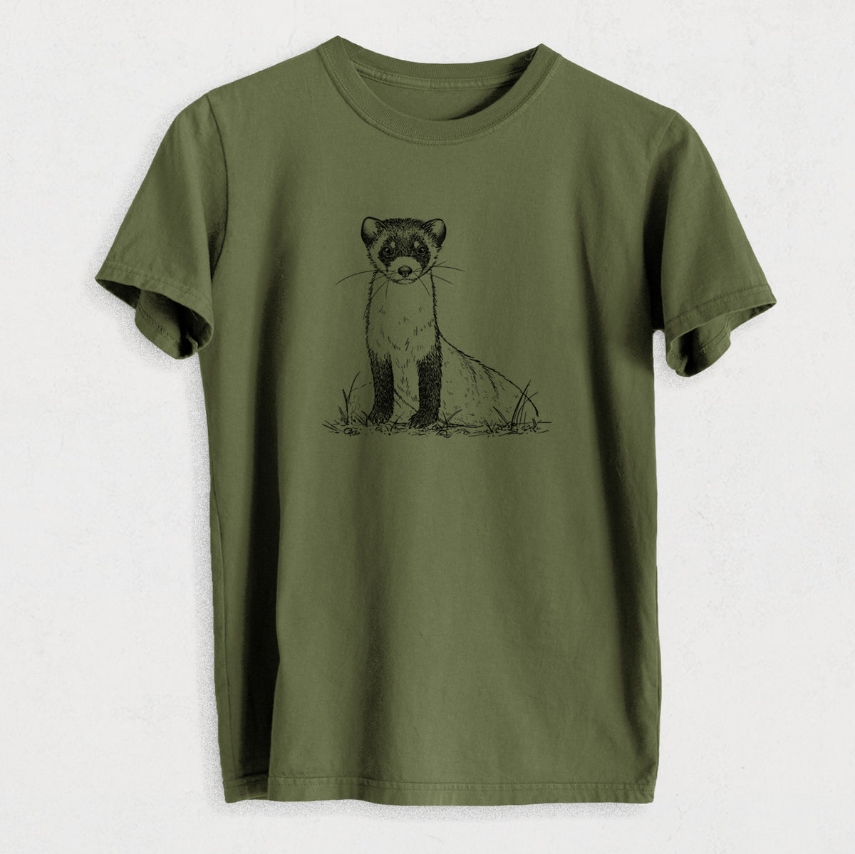 Black-footed Ferret - Mustela nigripes - Heavyweight Men&#39;s 100% Organic Cotton Tee