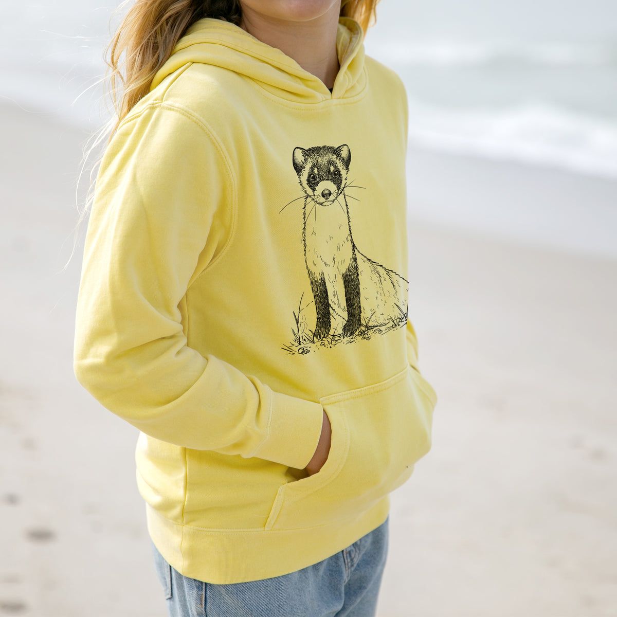 Black-footed Ferret - Mustela nigripes - Youth Pigment Dyed Hoodie