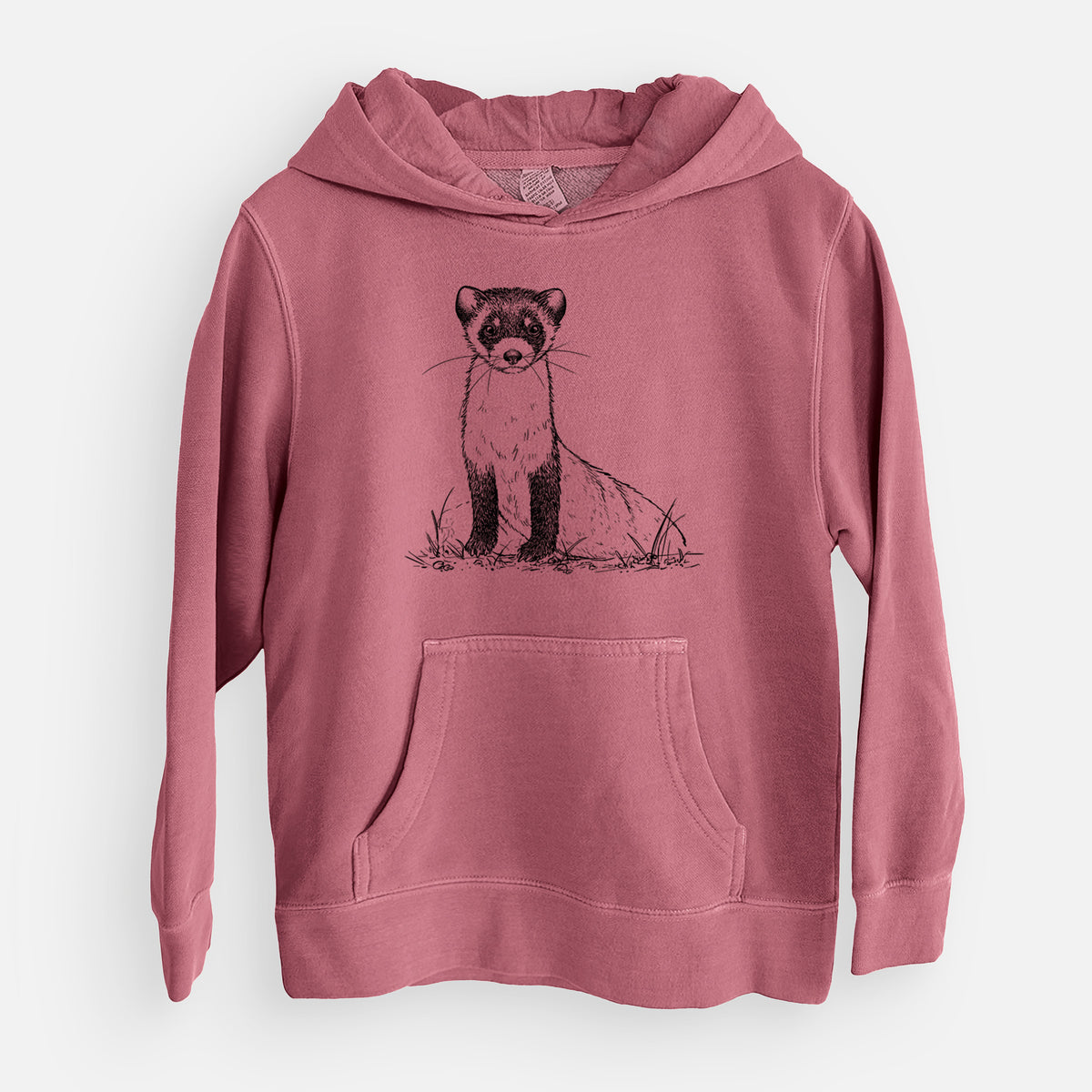 Black-footed Ferret - Mustela nigripes - Youth Pigment Dyed Hoodie
