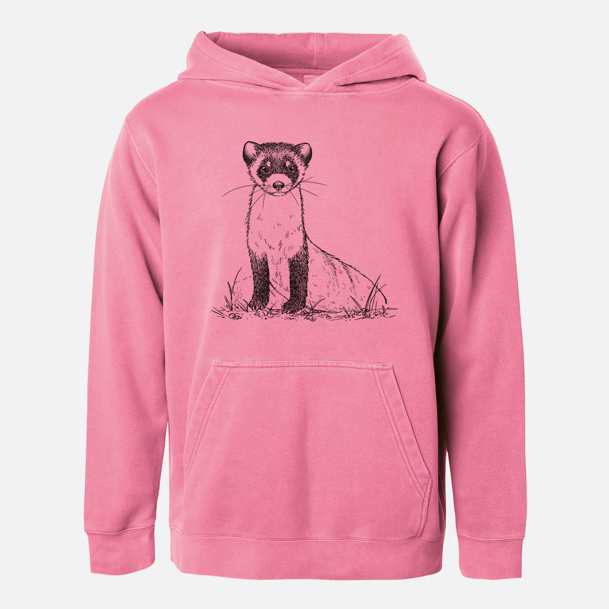 Black-footed Ferret - Mustela nigripes - Youth Pigment Dyed Hoodie