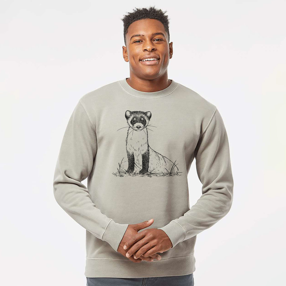 Black-footed Ferret - Mustela nigripes - Unisex Pigment Dyed Crew Sweatshirt
