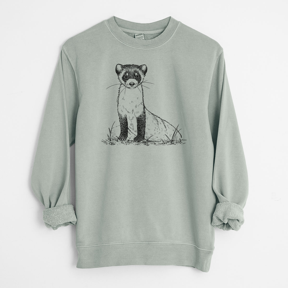 Black-footed Ferret - Mustela nigripes - Unisex Pigment Dyed Crew Sweatshirt