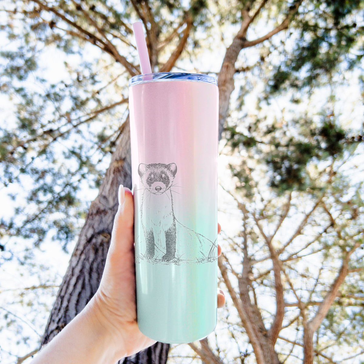 Black-footed Ferret - Mustela nigripes - 20oz Skinny Tumbler