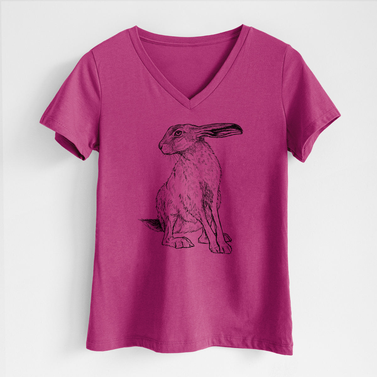 Black-tailed Jackrabbit - Lepus californicus - Women&#39;s Lightweight Relaxed Fit 100% Cotton V-neck